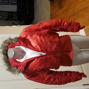 Red puffer bomber style